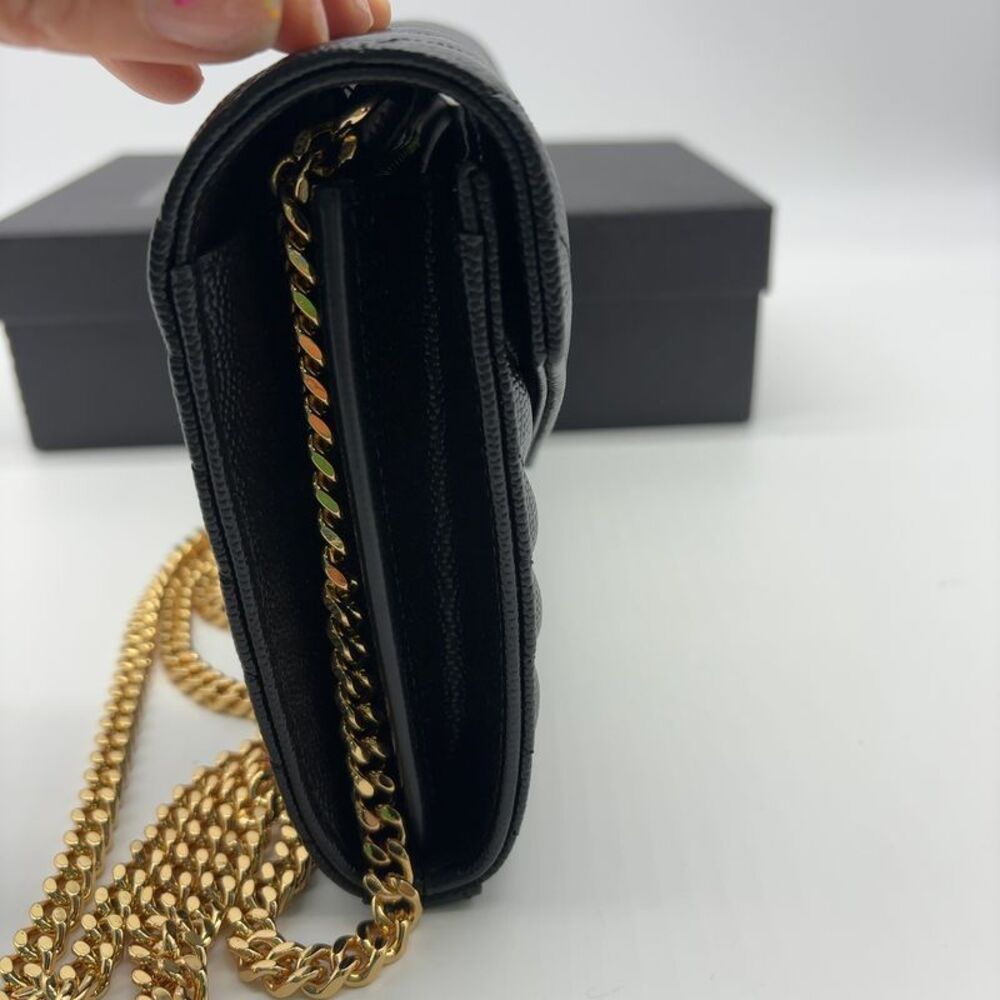 Yves Saint Laurent Cassandre Chain Wallet In Lambskin - Picture 3 of 10